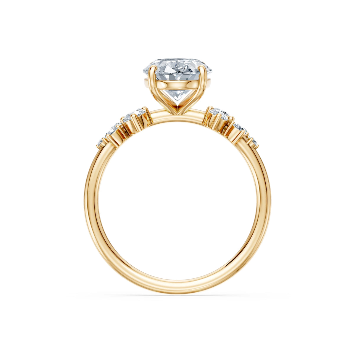 Inel de Logodnă din Aur cu Diamant Central Oval și Diamante Laterale 2,36 CT