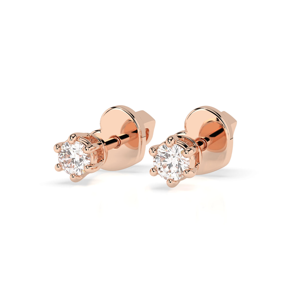 Cercei din Aur cu Diamante, Forma Rotund Briliant, 0,12 CT