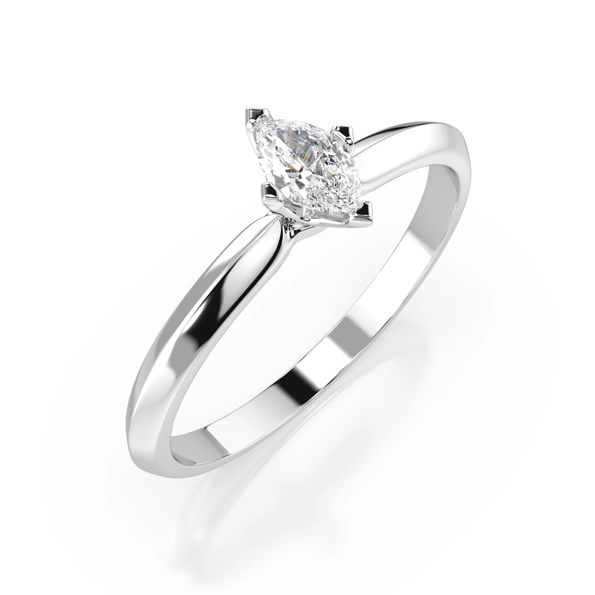 Inel de Logodnă Solitaire din Aur, Diamant Marquise 0,10 CT