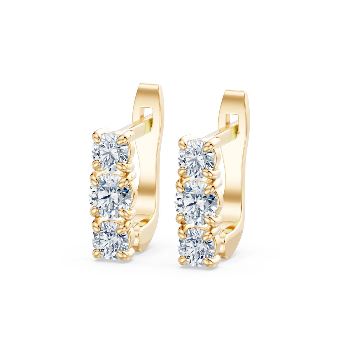 Cercei din Aur cu Diamante, Forma Rotund Briliant, 0,66 CT