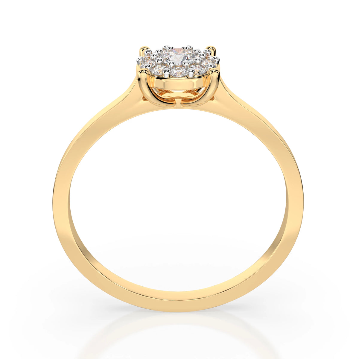 Inel de Logodnă din Aur cu Diamant Central Rotund Briliant și Diamante Laterale 0,11 CT
