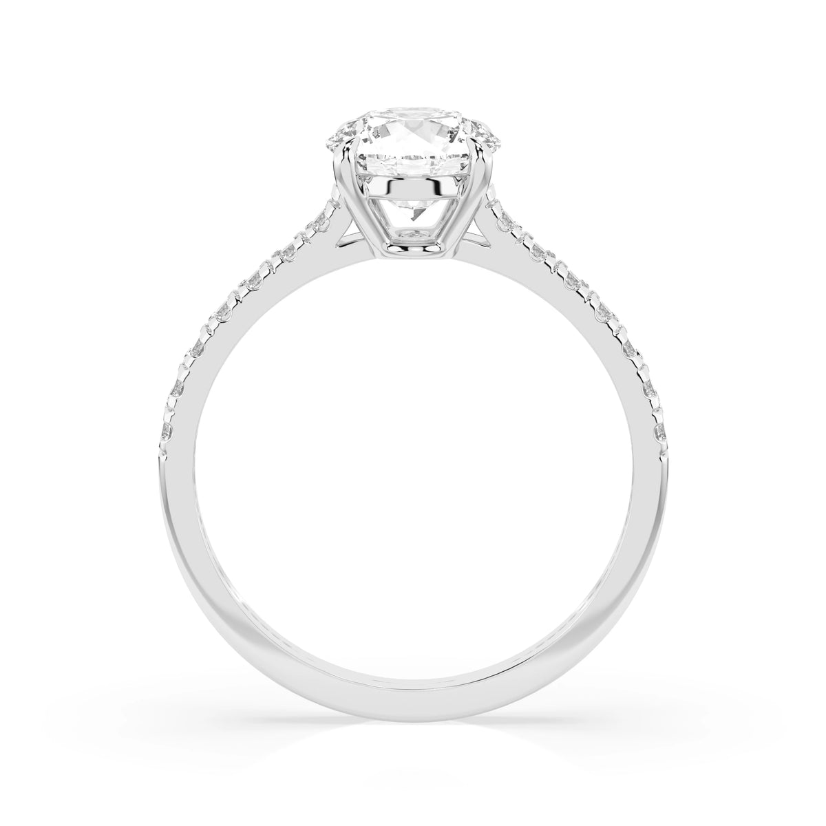 Inel de Logodnă din Aur cu Diamant Central Rotund Briliant și Diamante Laterale 0,91 CT