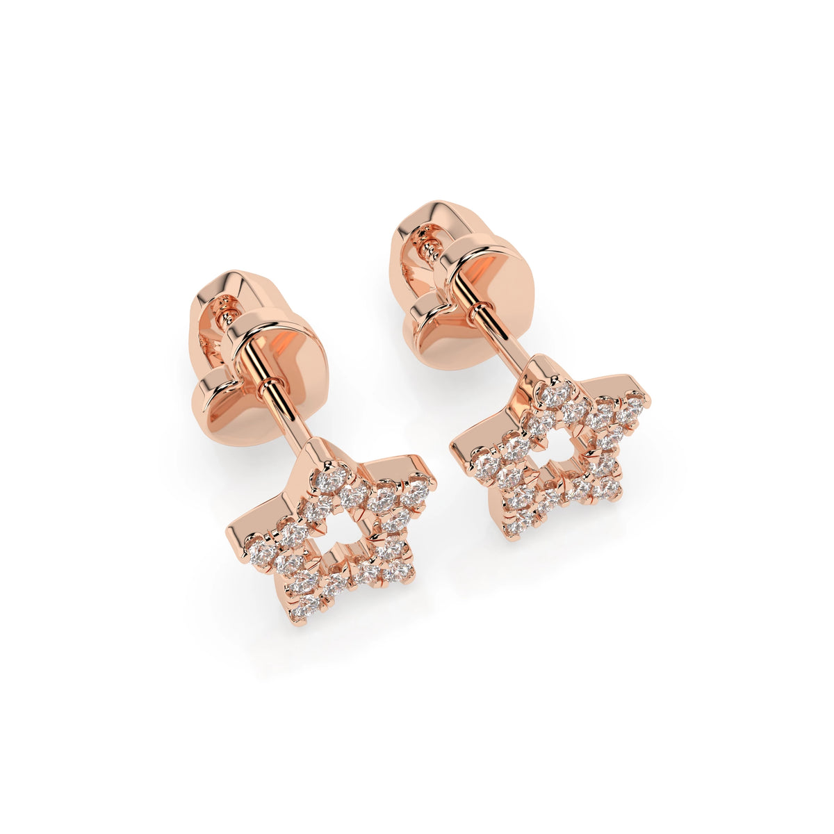 Cercei din Aur cu Diamante, Forma Rotund Briliant, 0,18 CT