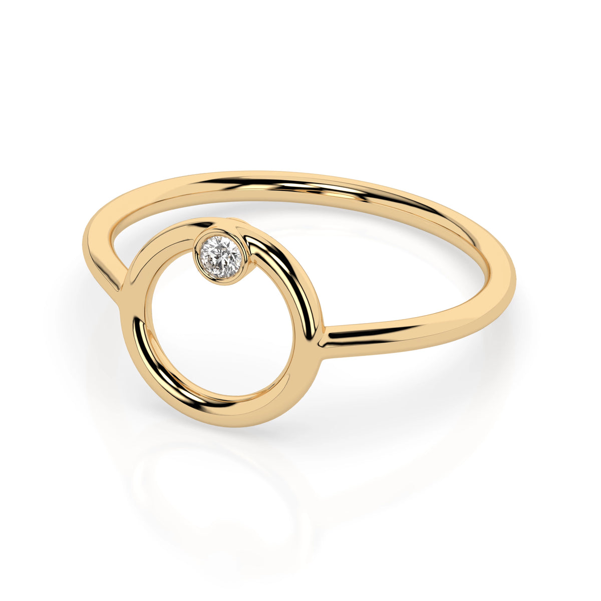 Inel din Aur cu Diamant, Forma Rotund Briliant, 0,03 CT