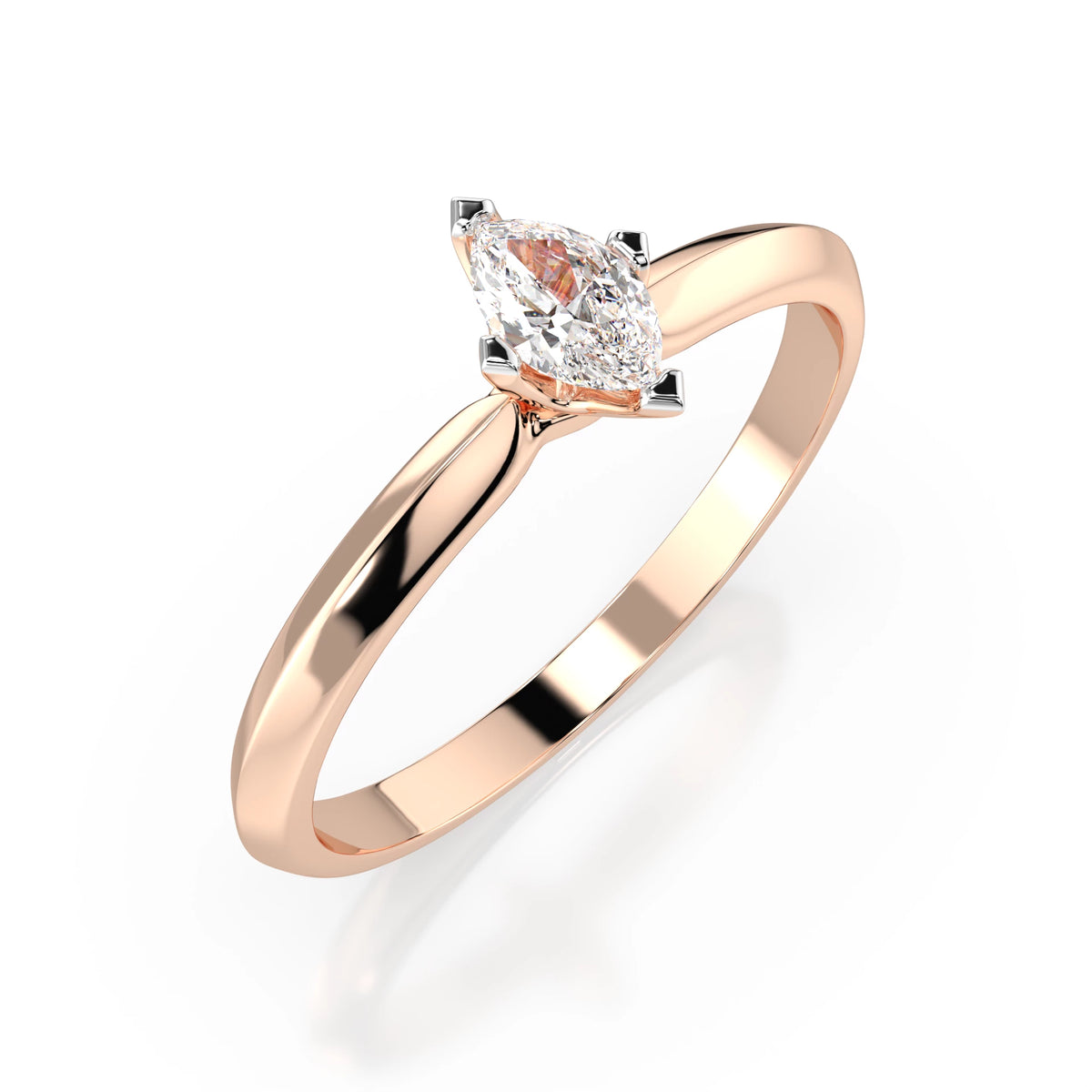 Inel de Logodnă Solitaire din Aur, Diamant Marquise 0,15 CT