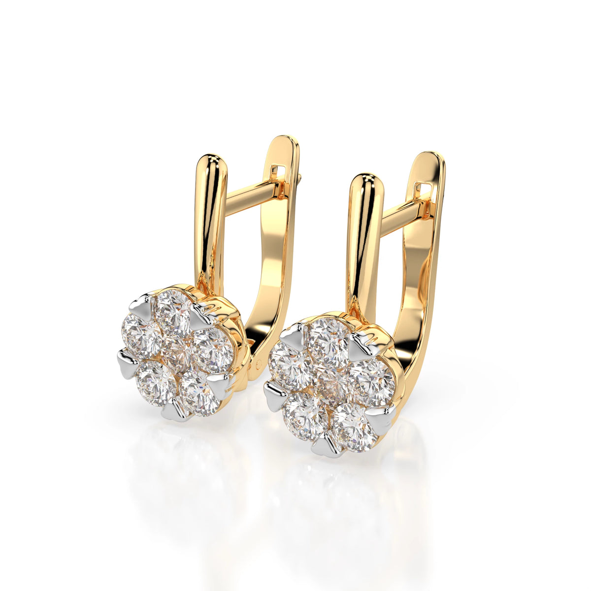 Cercei din Aur cu Diamante, Forma Rotund Briliant, 1,17 CT