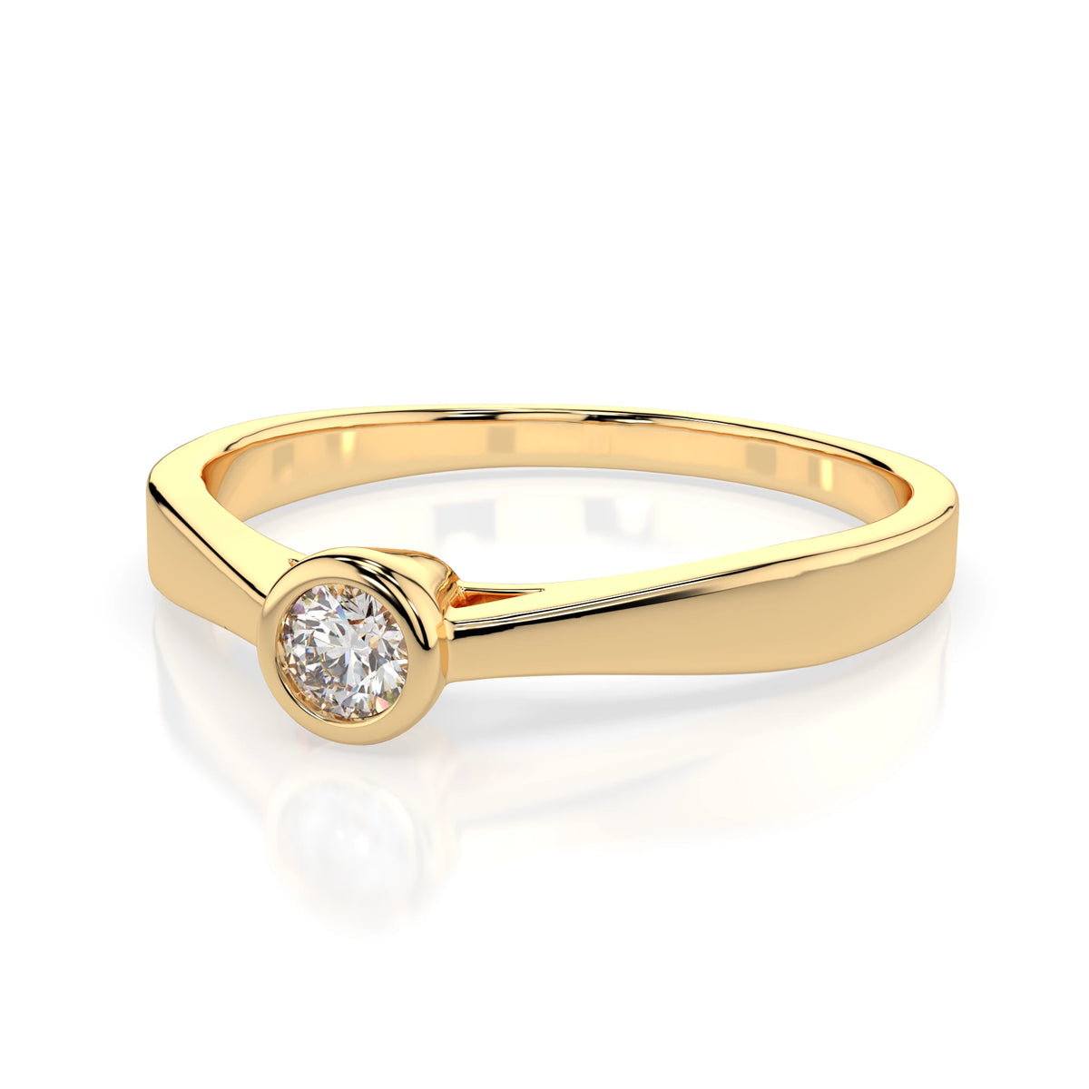 Inel de Logodnă Solitaire din Aur, Diamant Rotund Briliant 0,15 CT