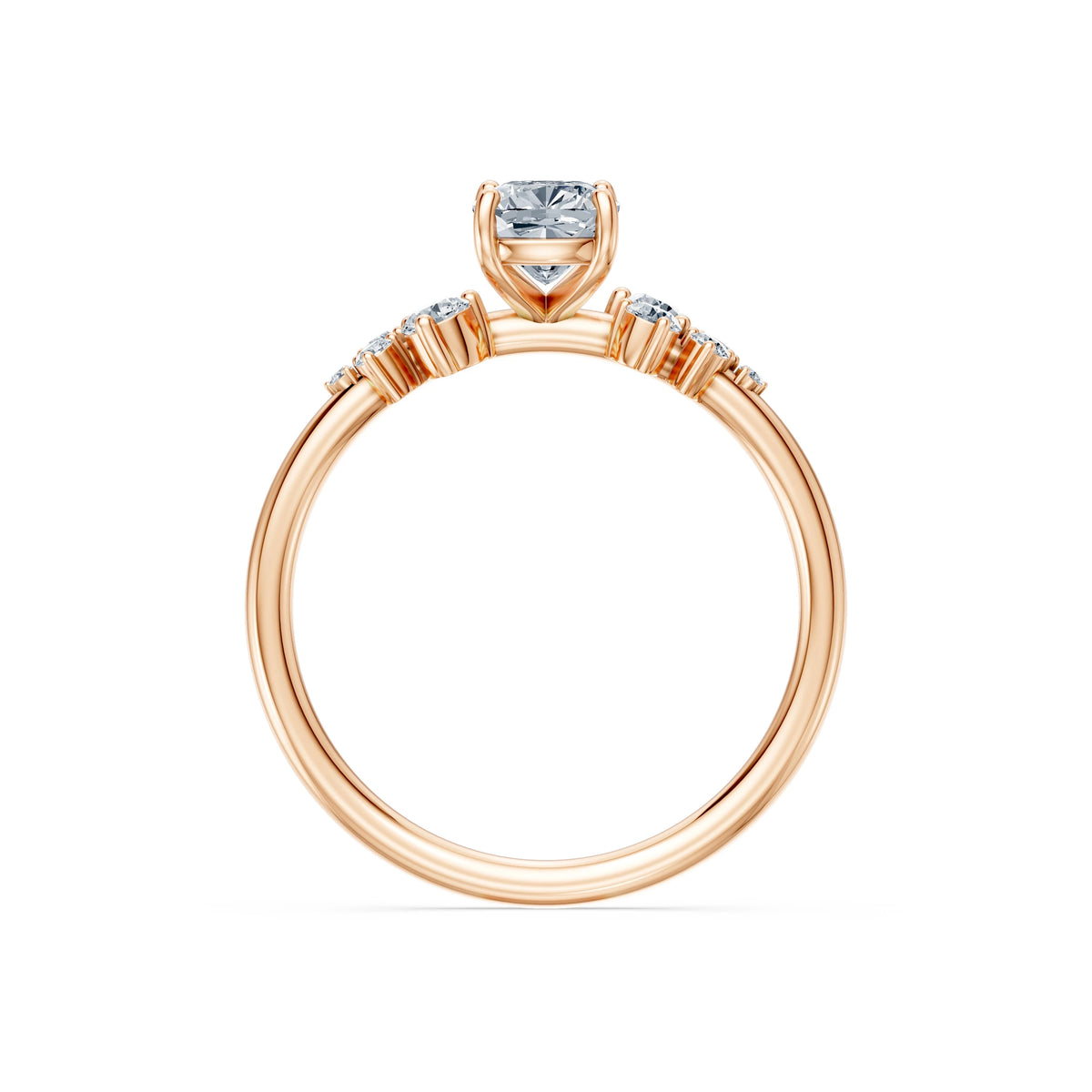 Inel de Logodnă din Aur cu Diamant Central Cushion și Diamante Laterale 1,25 CT