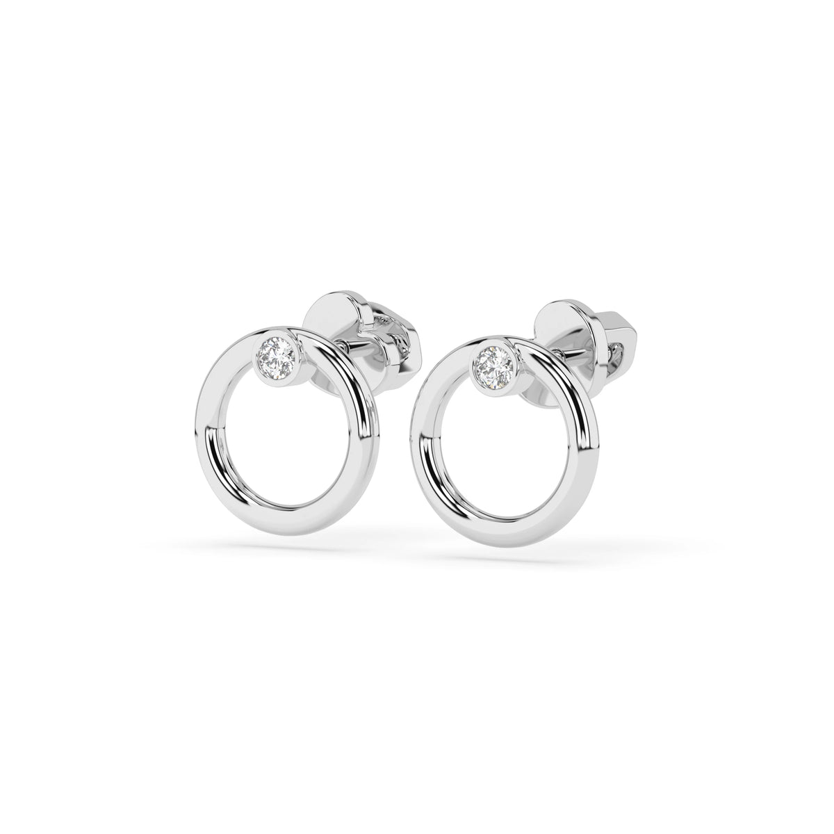 Cercei din Aur cu Diamante, Forma Rotund Briliant, 0,06 CT