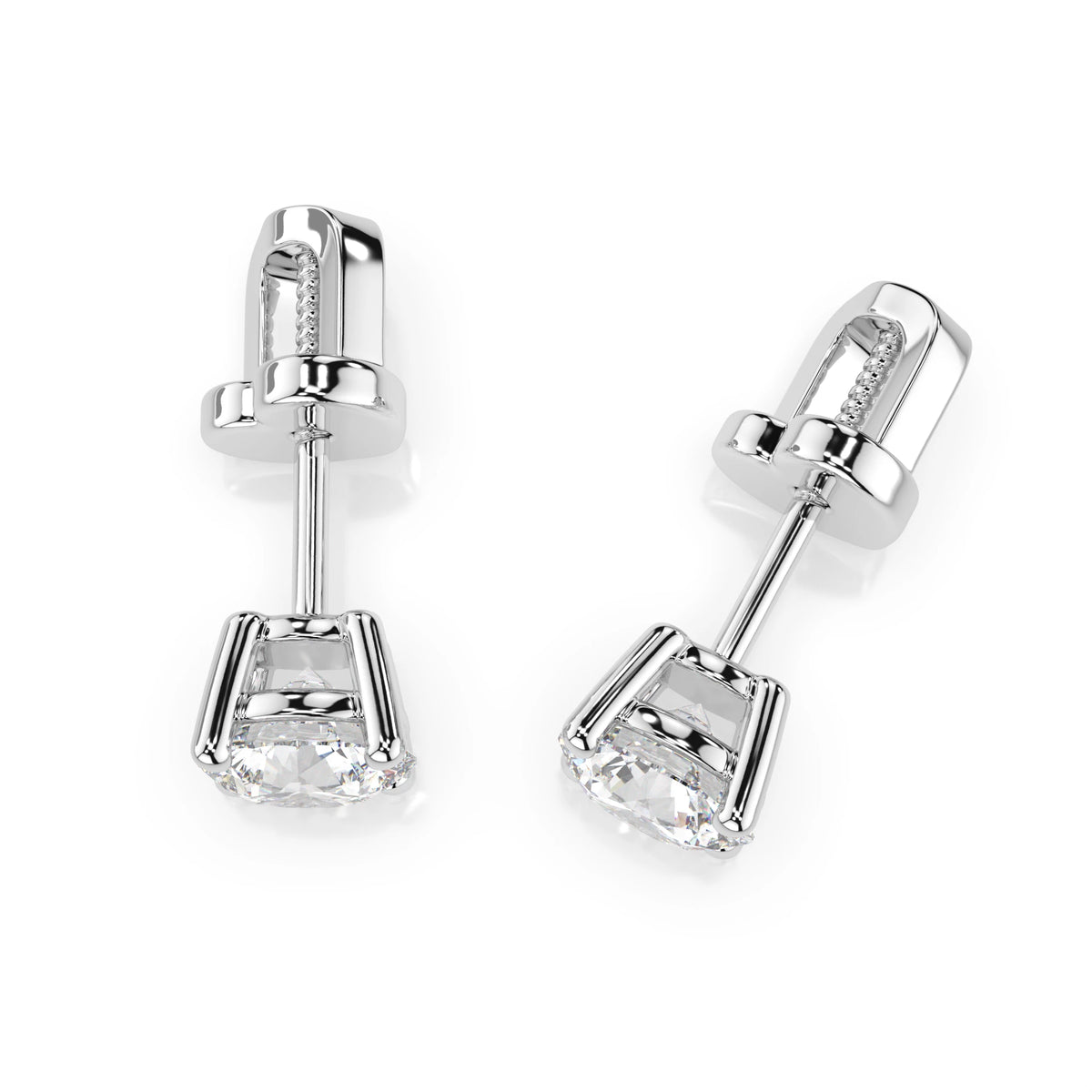 Cercei din Aur cu Diamante, Forma Rotund Briliant, 1,00 CT
