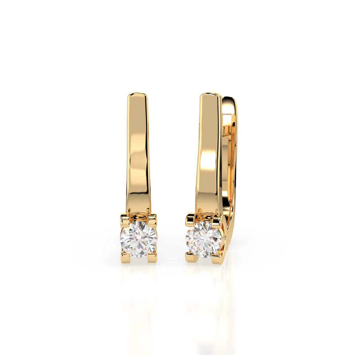 Cercei din Aur cu Diamante, Forma Rotund Briliant, 0,30 CT