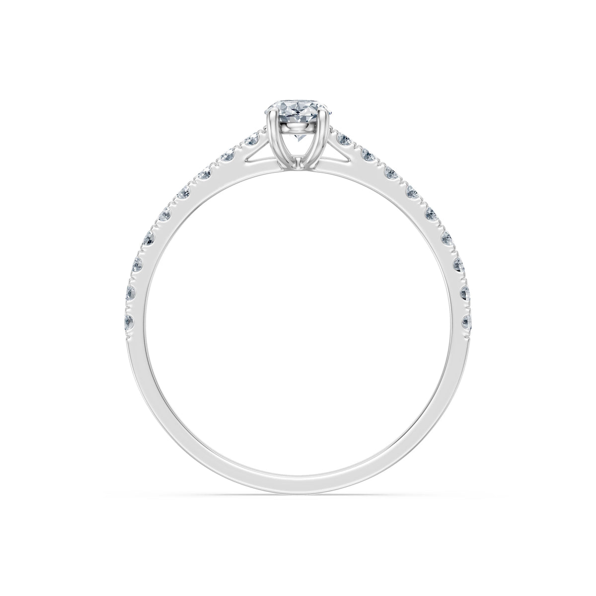 Inel de Logodnă din Aur cu Diamant Central Oval și Diamante Laterale 0,53 CT