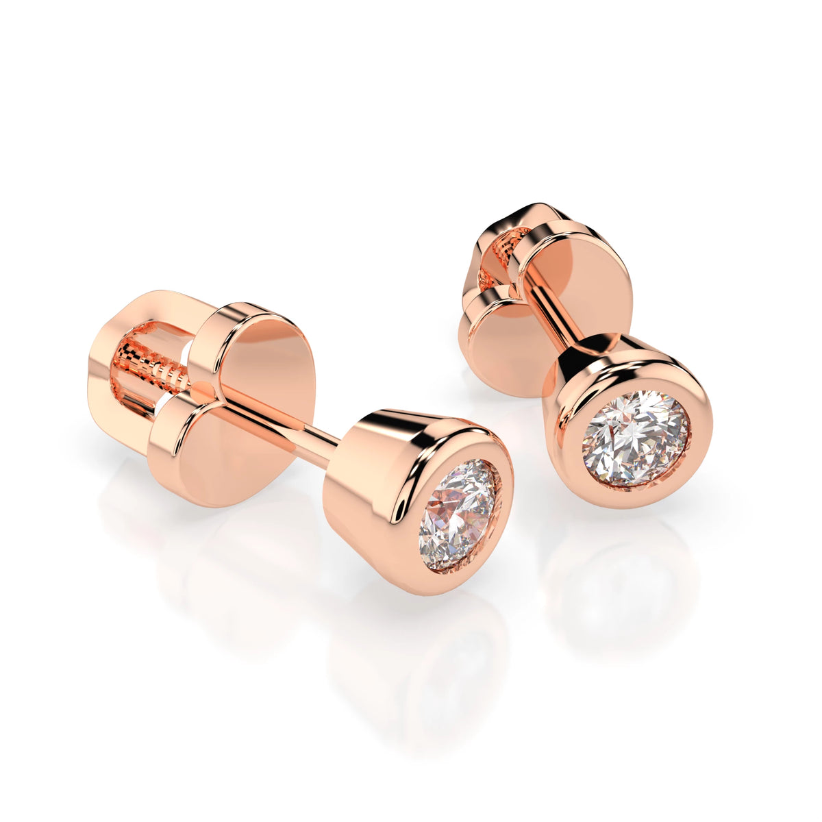 Cercei din Aur cu Diamante, Forma Rotund Briliant, 0,30 CT