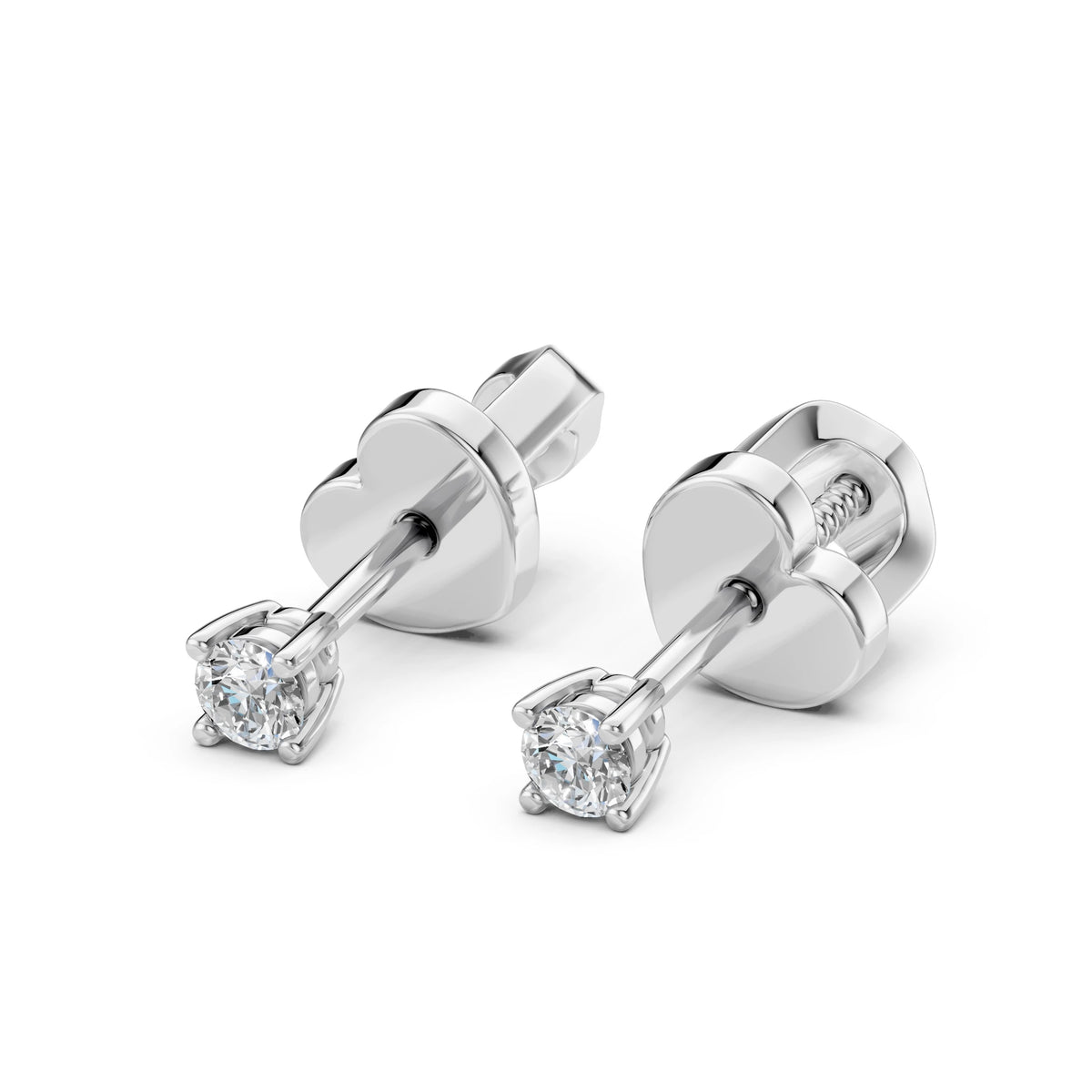 Cercei din Aur cu Diamante, Forma Rotund Briliant, 0,20 CT