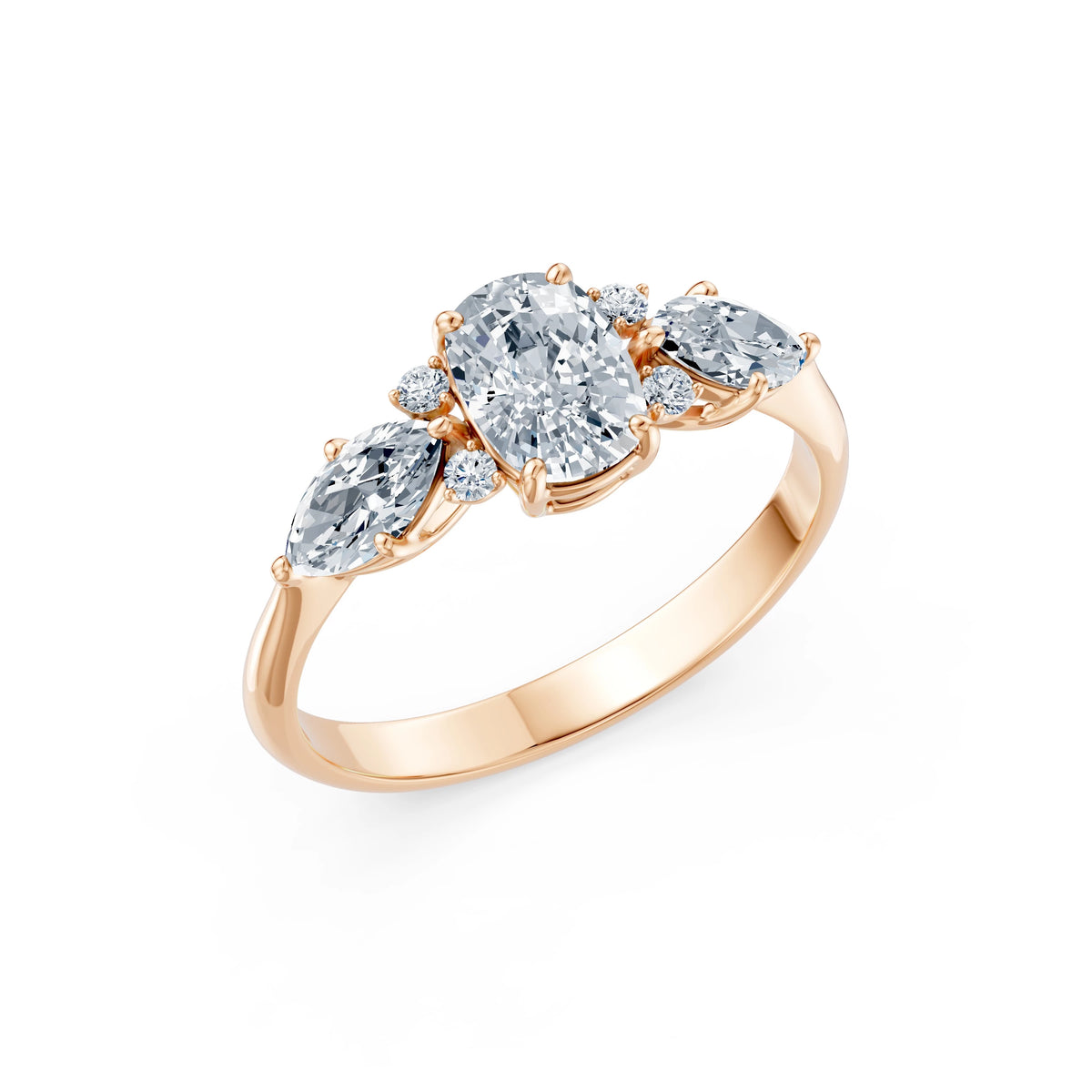 Inel de Logodnă din Aur cu Diamant Central Cushion și Diamante Laterale 1,67 CT