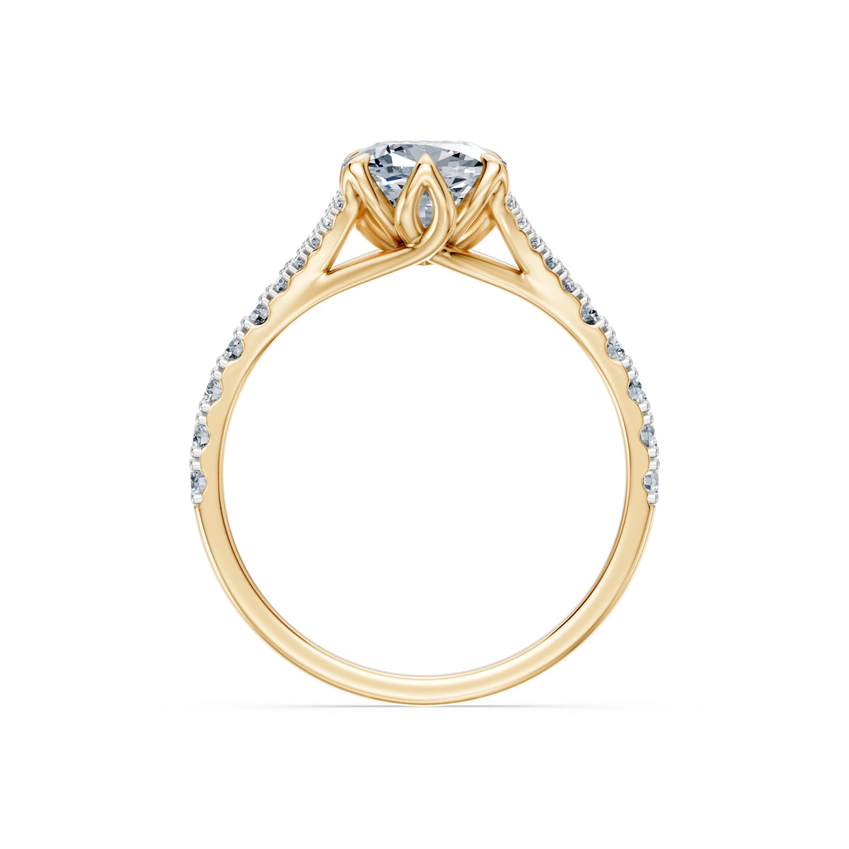 Inel de Logodnă din Aur cu Diamant Central Cushion și Diamante Laterale 2,37 CT