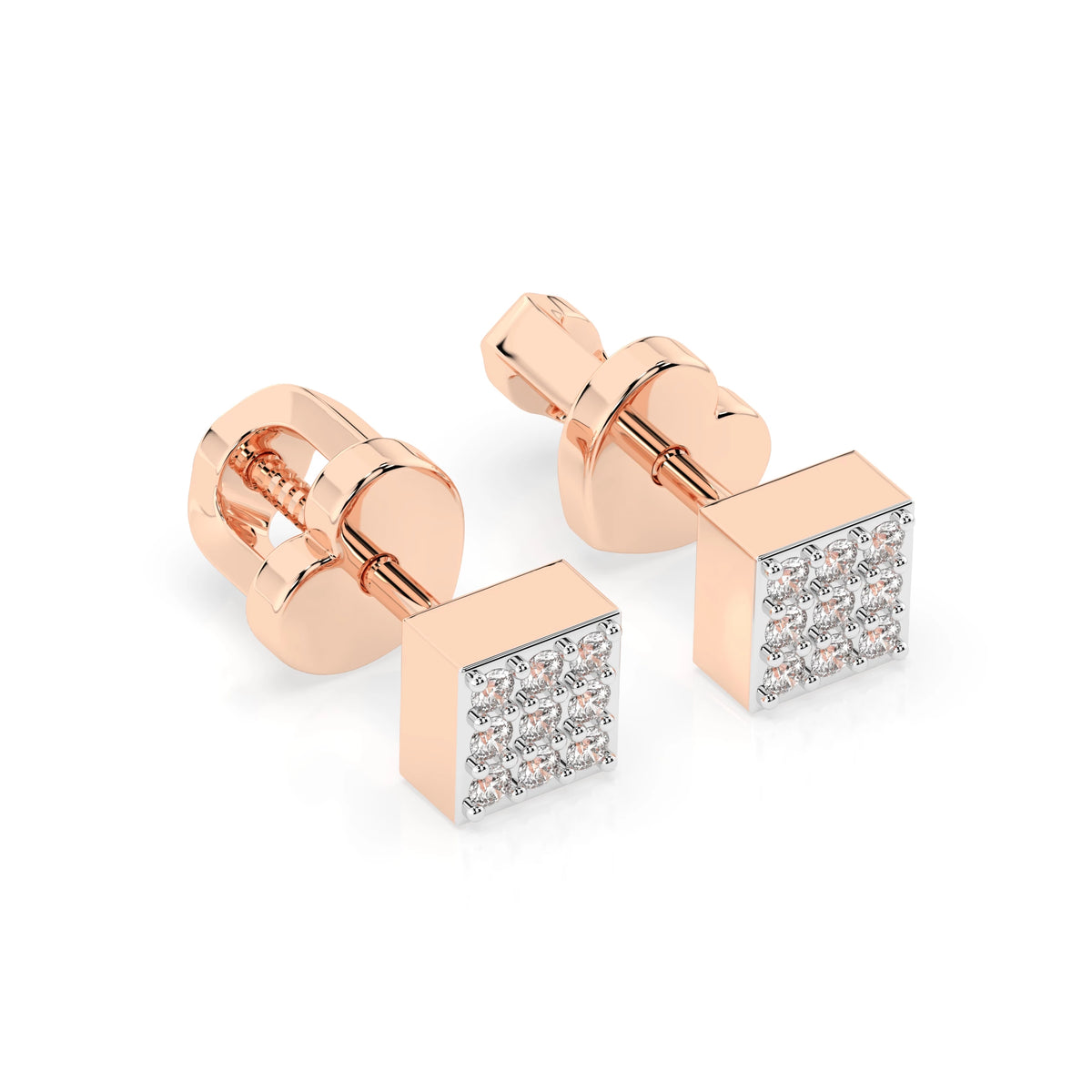 Cercei din Aur cu Diamante, Forma Rotund Briliant, 0,11 CT