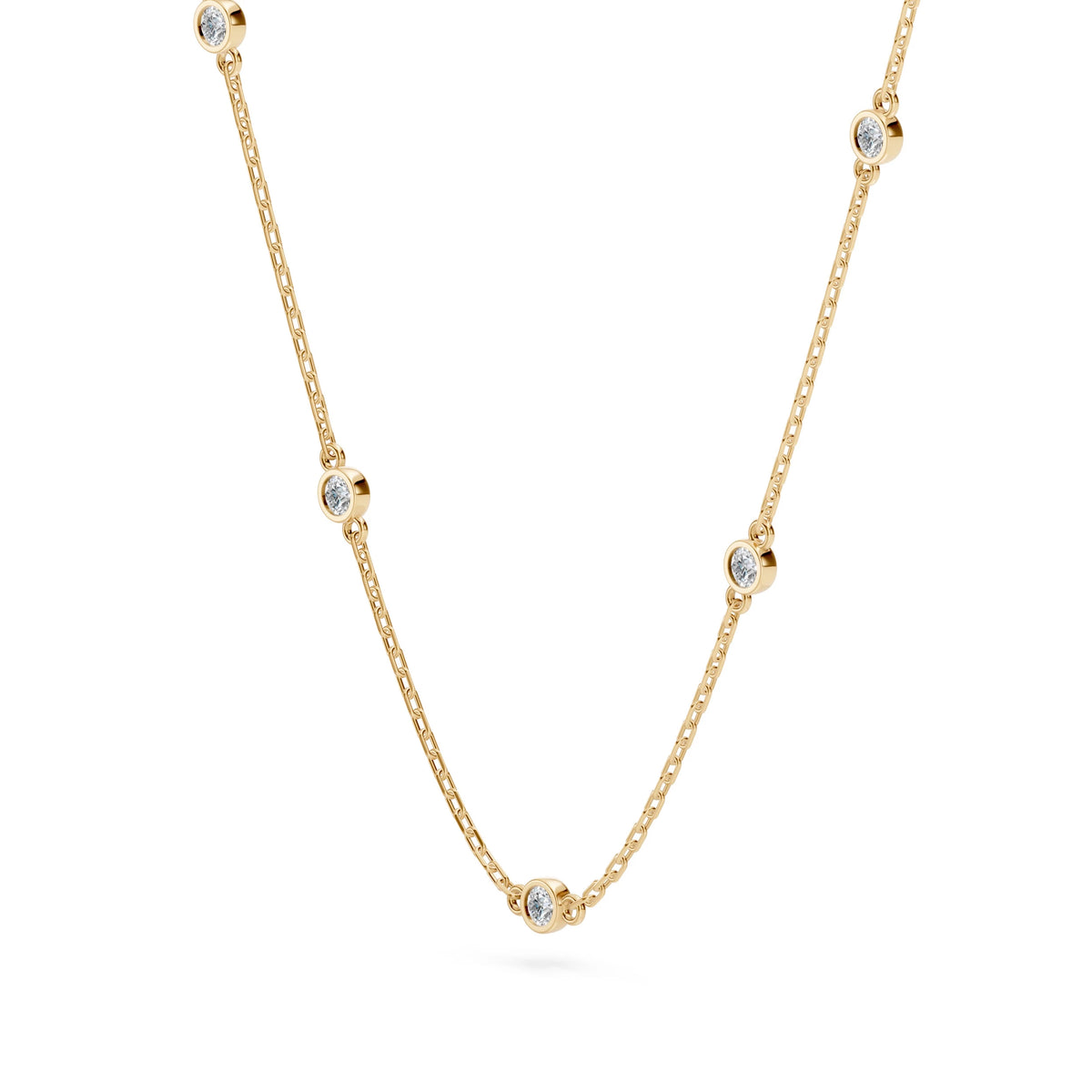 Colier din Aur cu Diamante, Forma Rotund Briliant, 0,14 CT