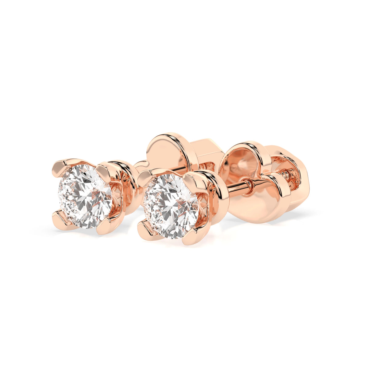 Cercei din Aur cu Diamante, Forma Rotund Briliant, 0,60 CT