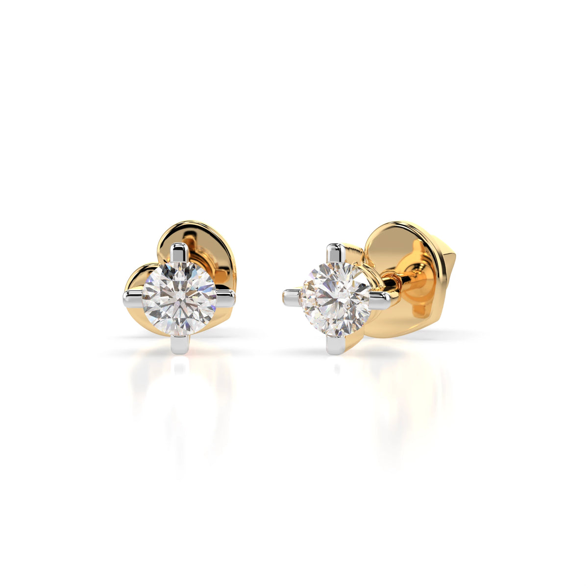 Cercei din Aur cu Diamante, Forma Rotund Briliant, 0,12 CT