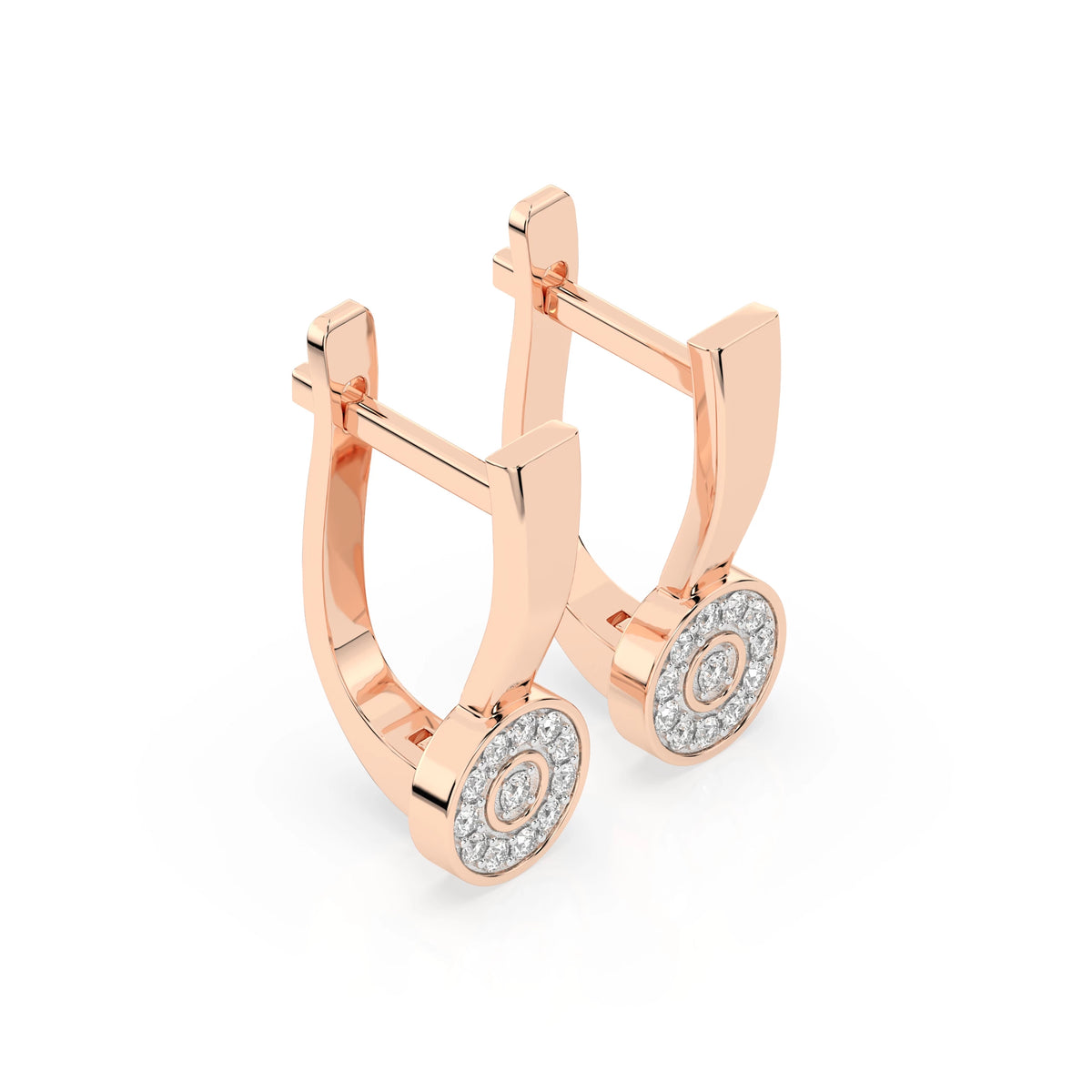 Cercei din Aur cu Diamante, Forma Rotund Briliant, 0,15 CT