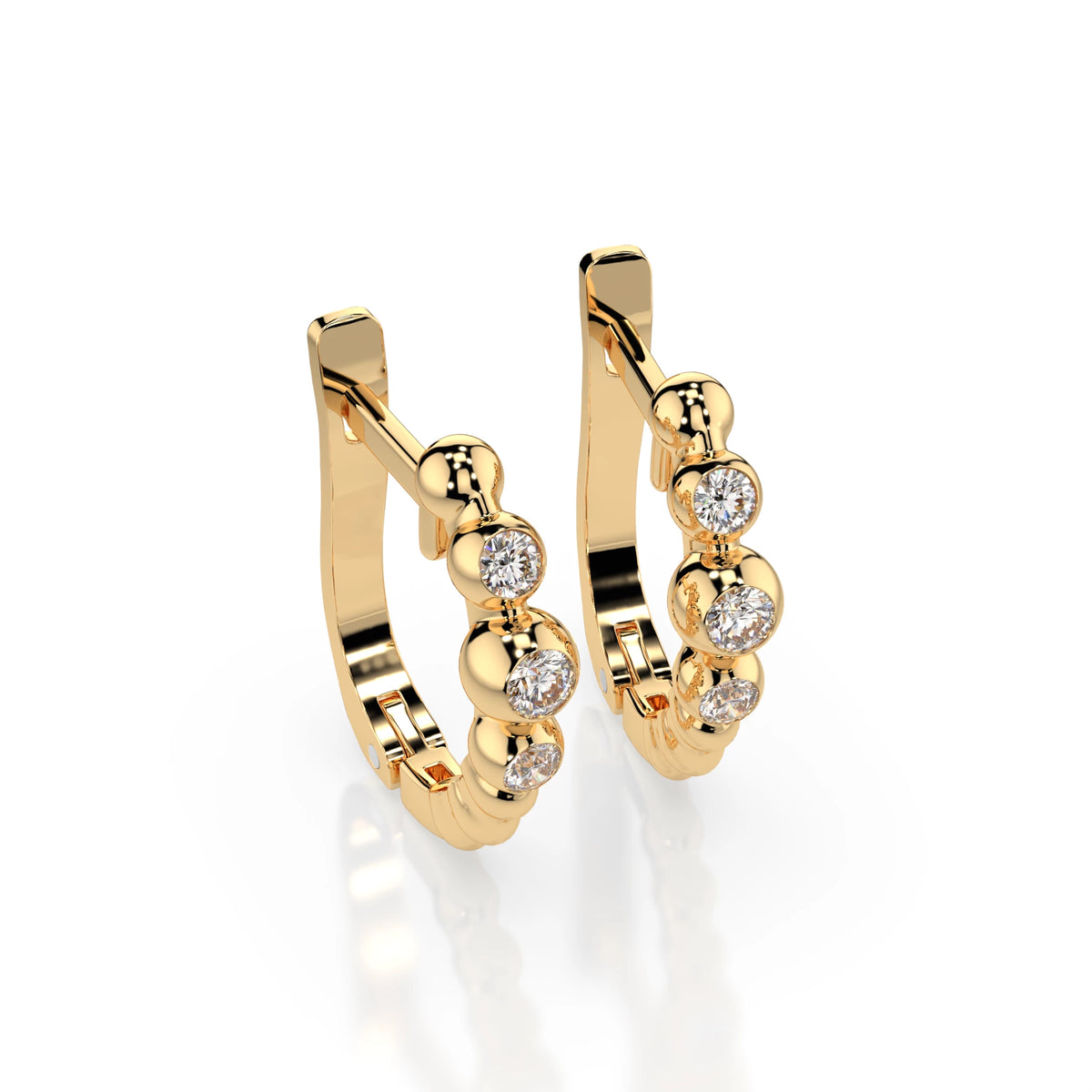 Cercei din Aur cu Diamante, Forma Rotund Briliant, 0,16 CT