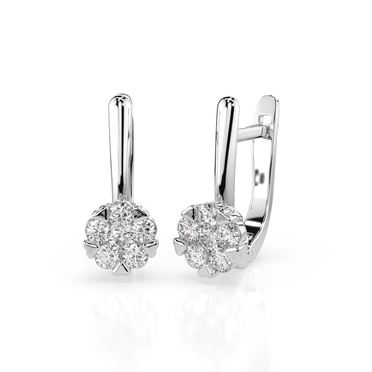 Cercei din Aur cu Diamante, Forma Rotund Briliant, 0,42 CT