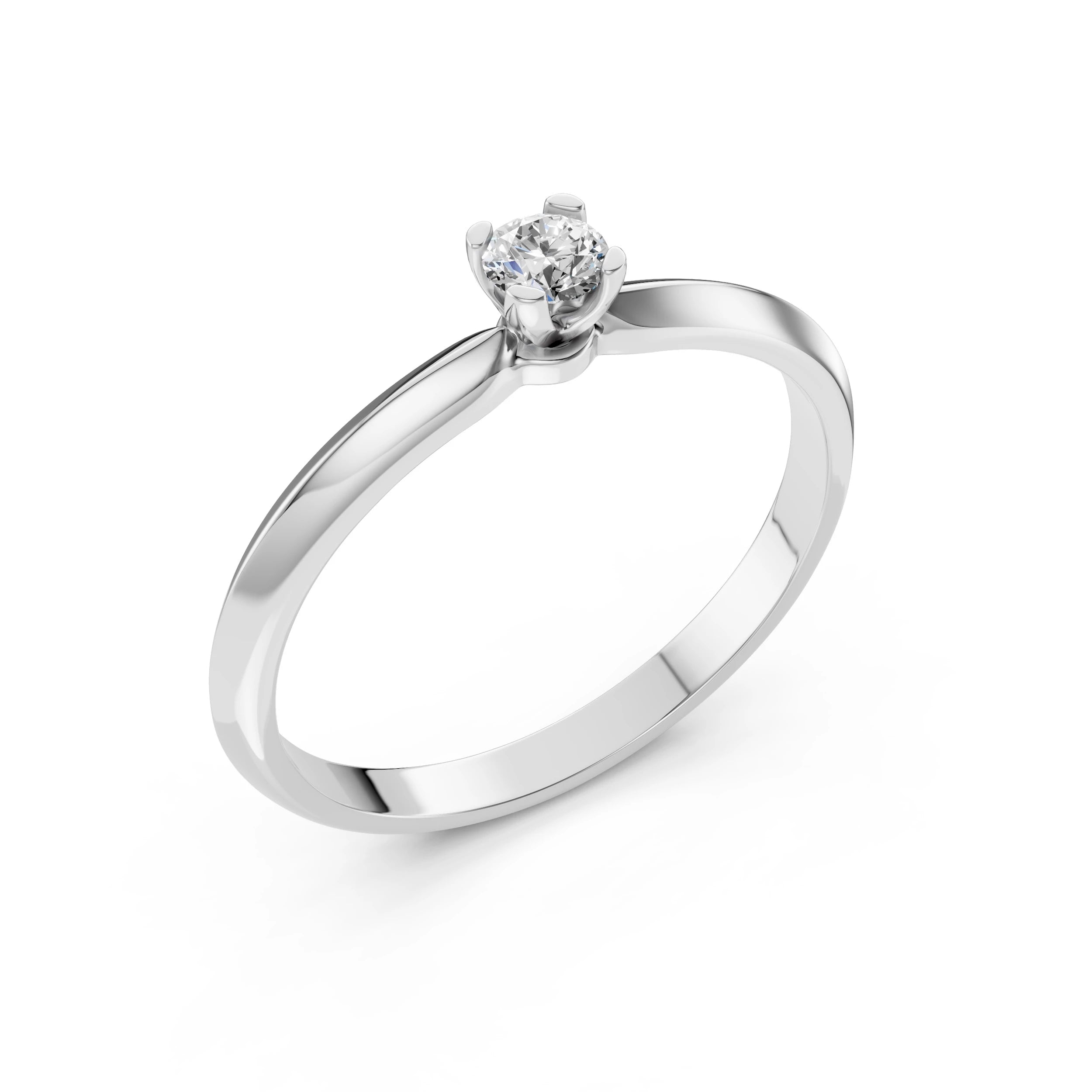 Inel de Logodnă Solitaire din Aur, Diamant Rotund Briliant 0.15 CT