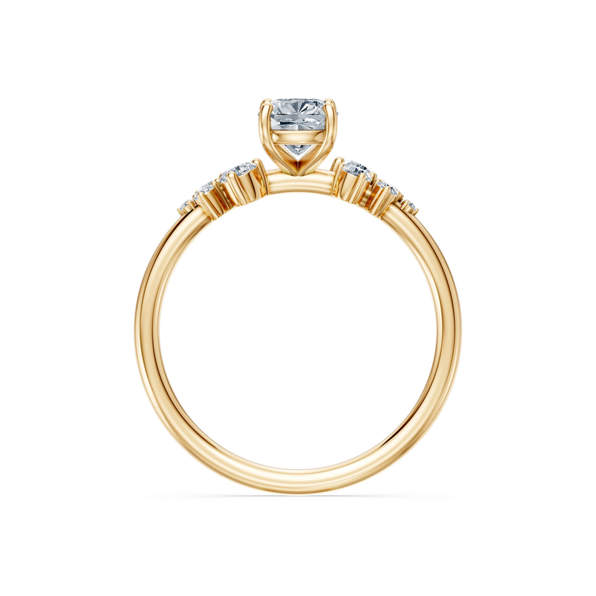 Inel de Logodnă din Aur cu Diamant Central Cushion și Diamante Laterale 1,25 CT