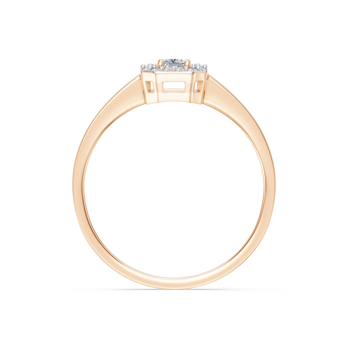 Inel de Logodnă din Aur cu Diamant Central Princess și Diamante Laterale 0,25 CT