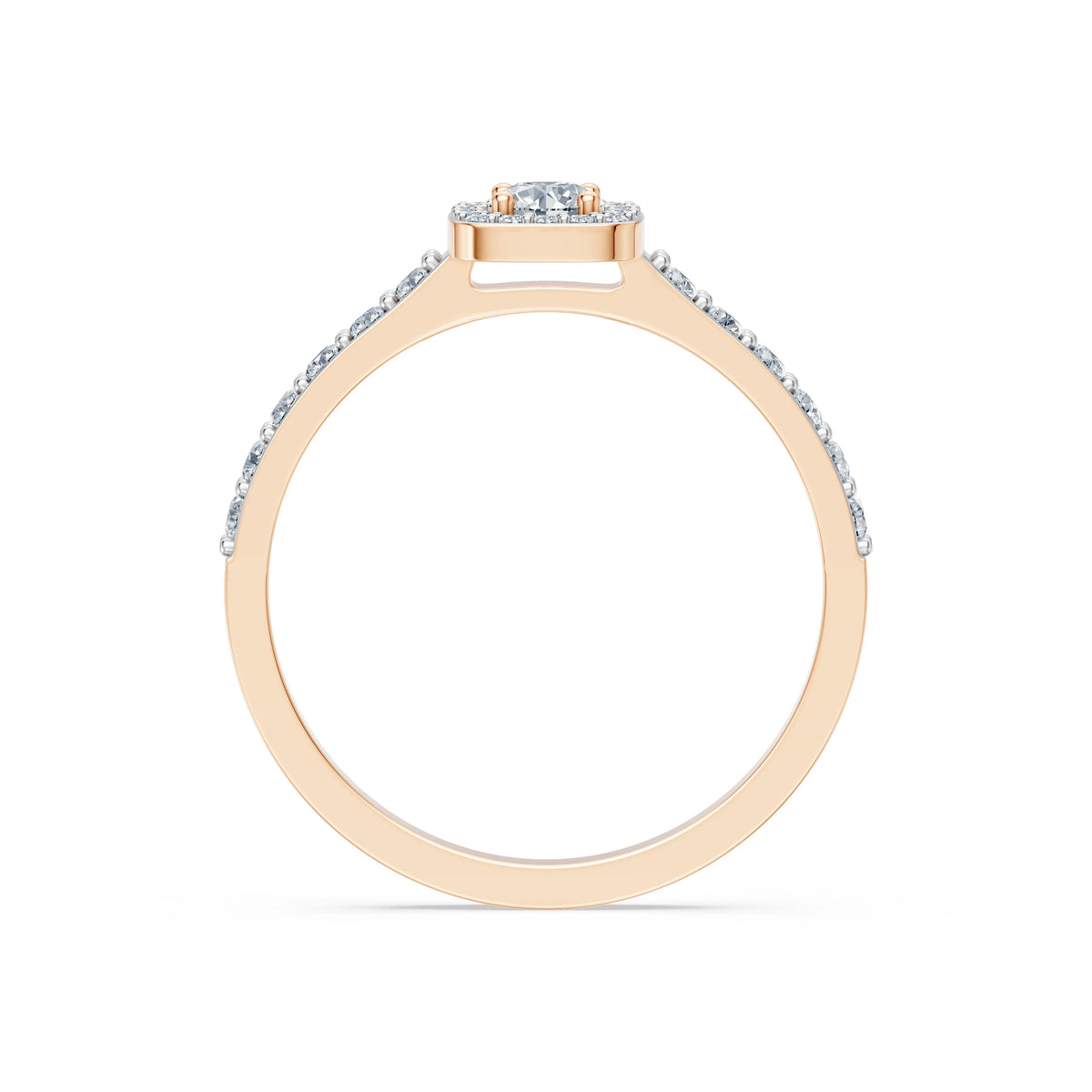 Inel de Logodnă din Aur cu Diamant Central Rotund Briliant și Diamante Laterale 0,46 CT