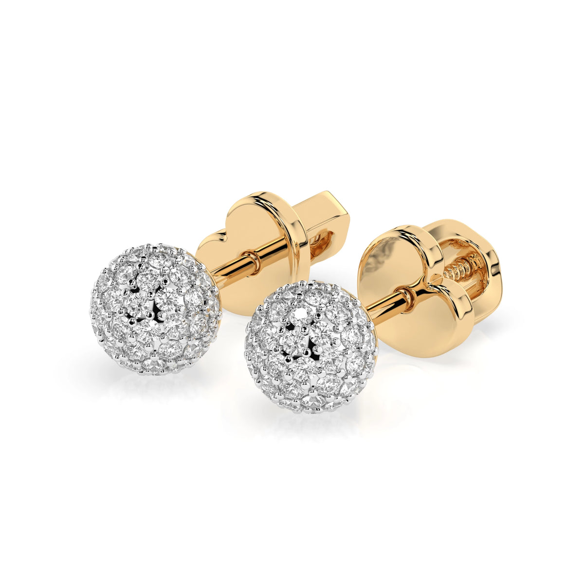 Cercei din Aur cu Diamante, Forma Rotund Briliant, 0,46 CT