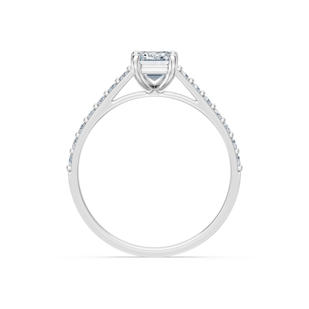 Inel de Logodnă din Aur cu Diamant Central Emerald și Diamante Laterale 1,28 CT