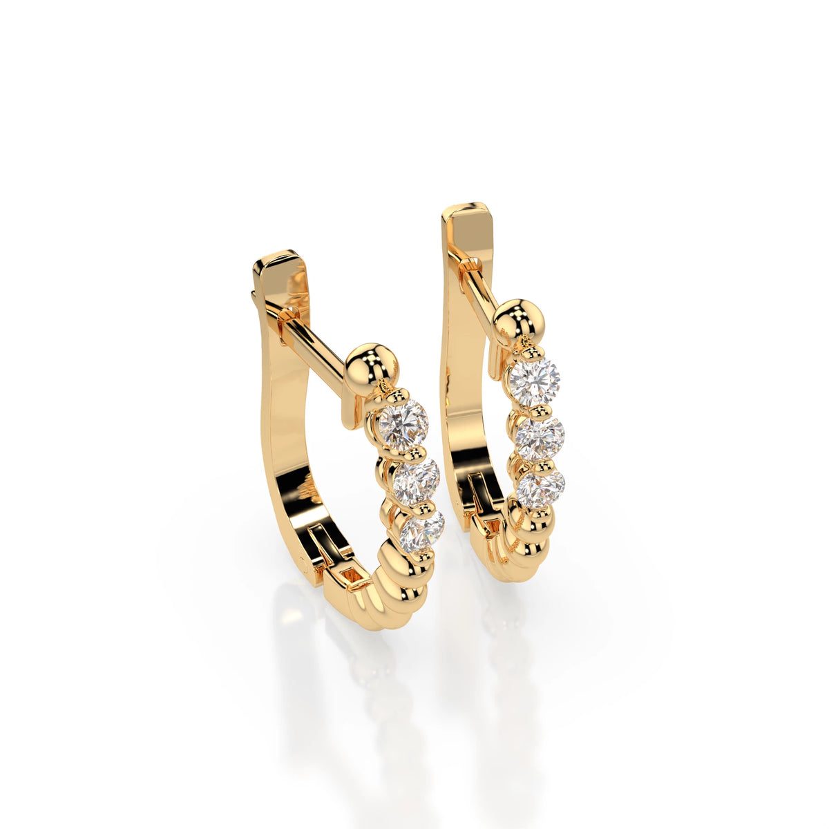 Cercei din Aur cu Diamante, Forma Rotund Briliant, 0,18 CT