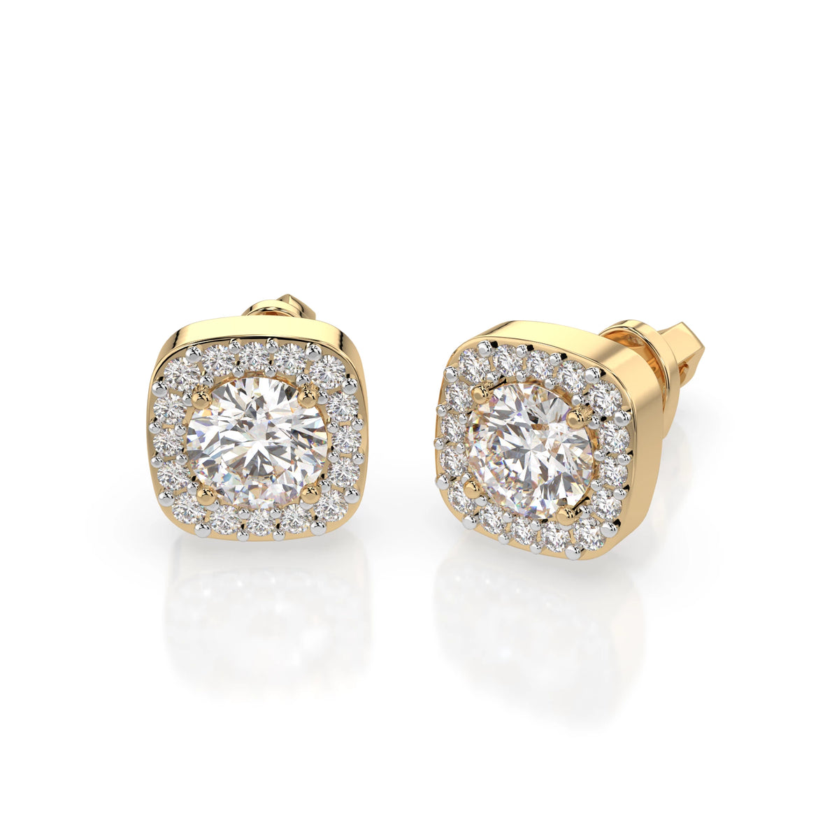 Cercei din Aur cu Diamante, Forma Rotund Briliant, 0,78 CT