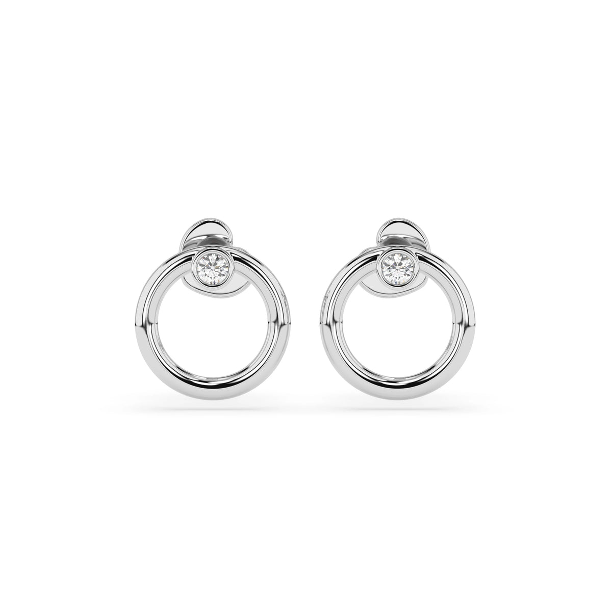 Cercei din Aur cu Diamante, Forma Rotund Briliant, 0,06 CT