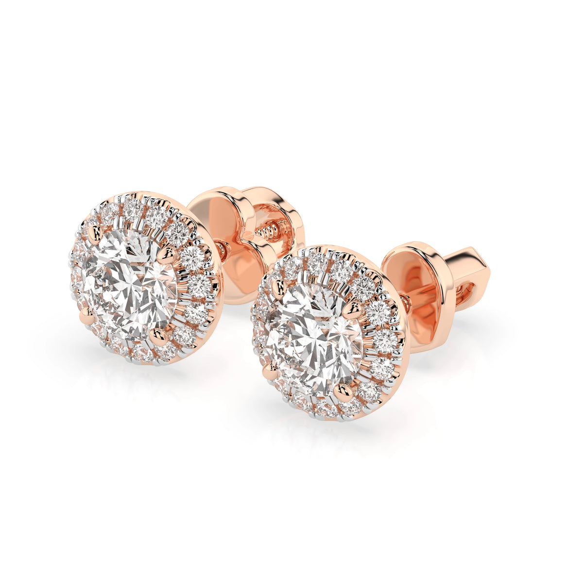 Cercei din Aur cu Diamante, Forma Rotund Briliant, 1,19 CT