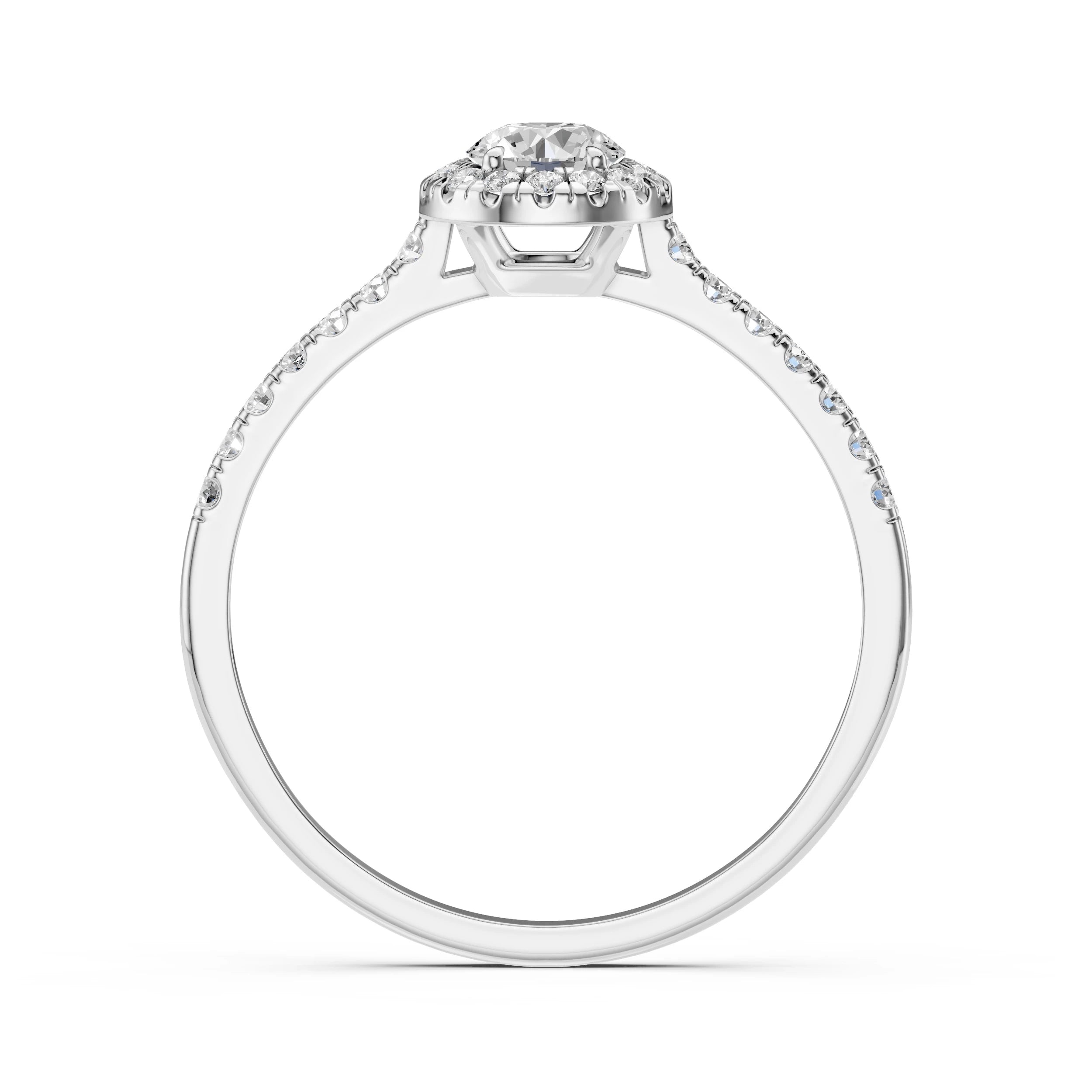 Inel de Logodnă din Aur cu Diamant Central și Diamante Laterale Rotunde 0.64 CT