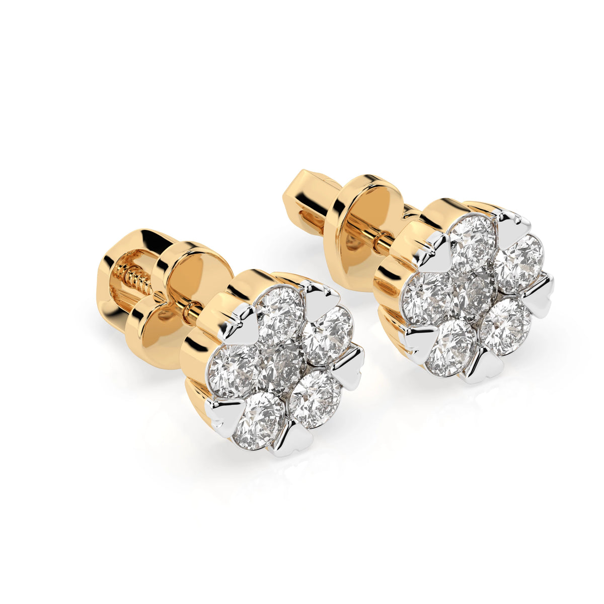 Cercei din Aur cu Diamante, Forma Rotund Briliant, 1,17 CT