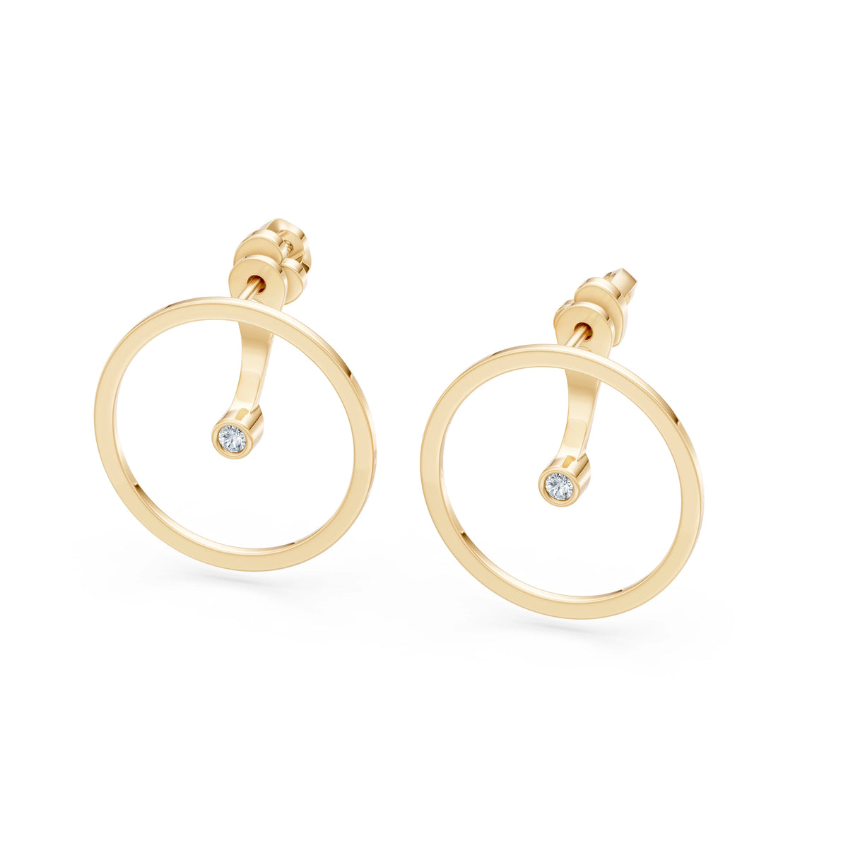 Cercei din Aur cu Diamante, Forma Rotund Briliant, 0,06 CT
