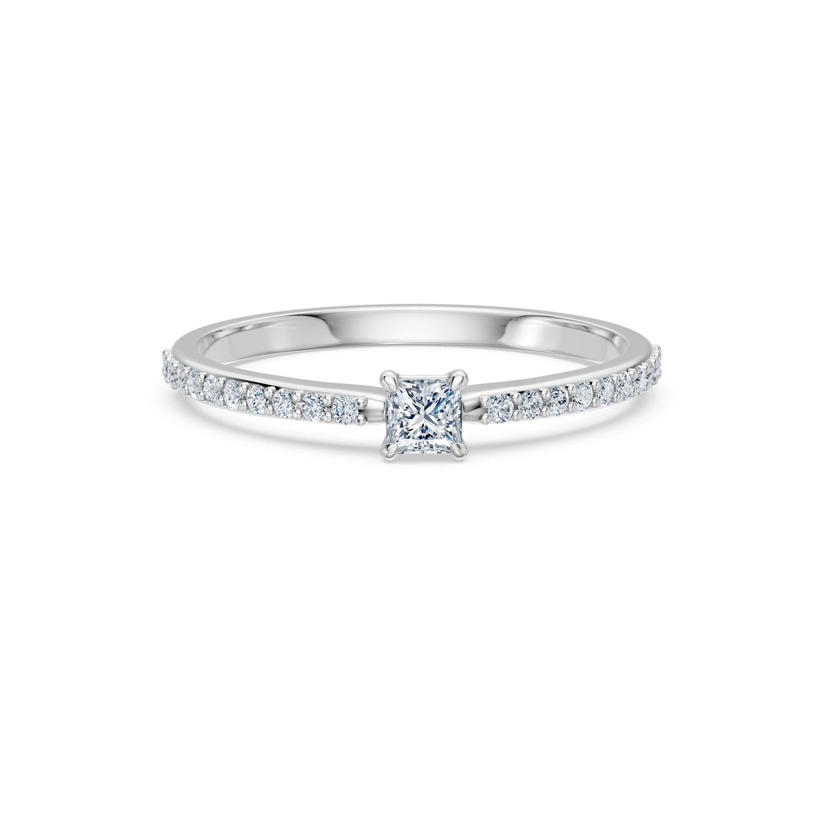 Inel de Logodnă Solitaire din Aur, Diamant Princess 0,17 CT
