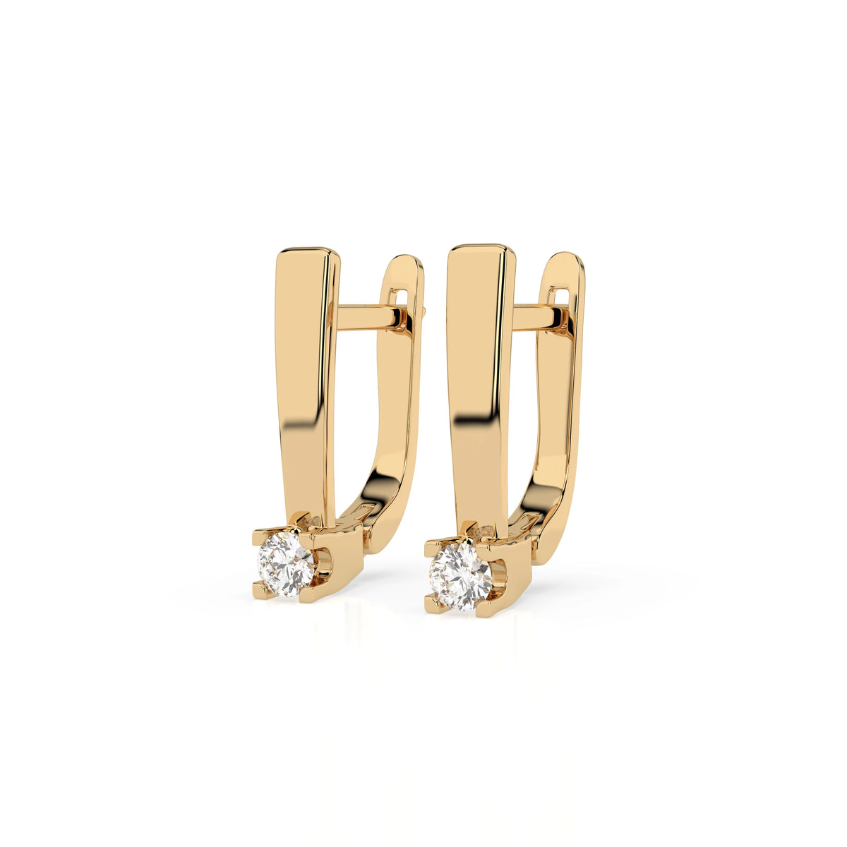 Cercei din Aur cu Diamante, Forma Rotund Briliant, 0,15 CT