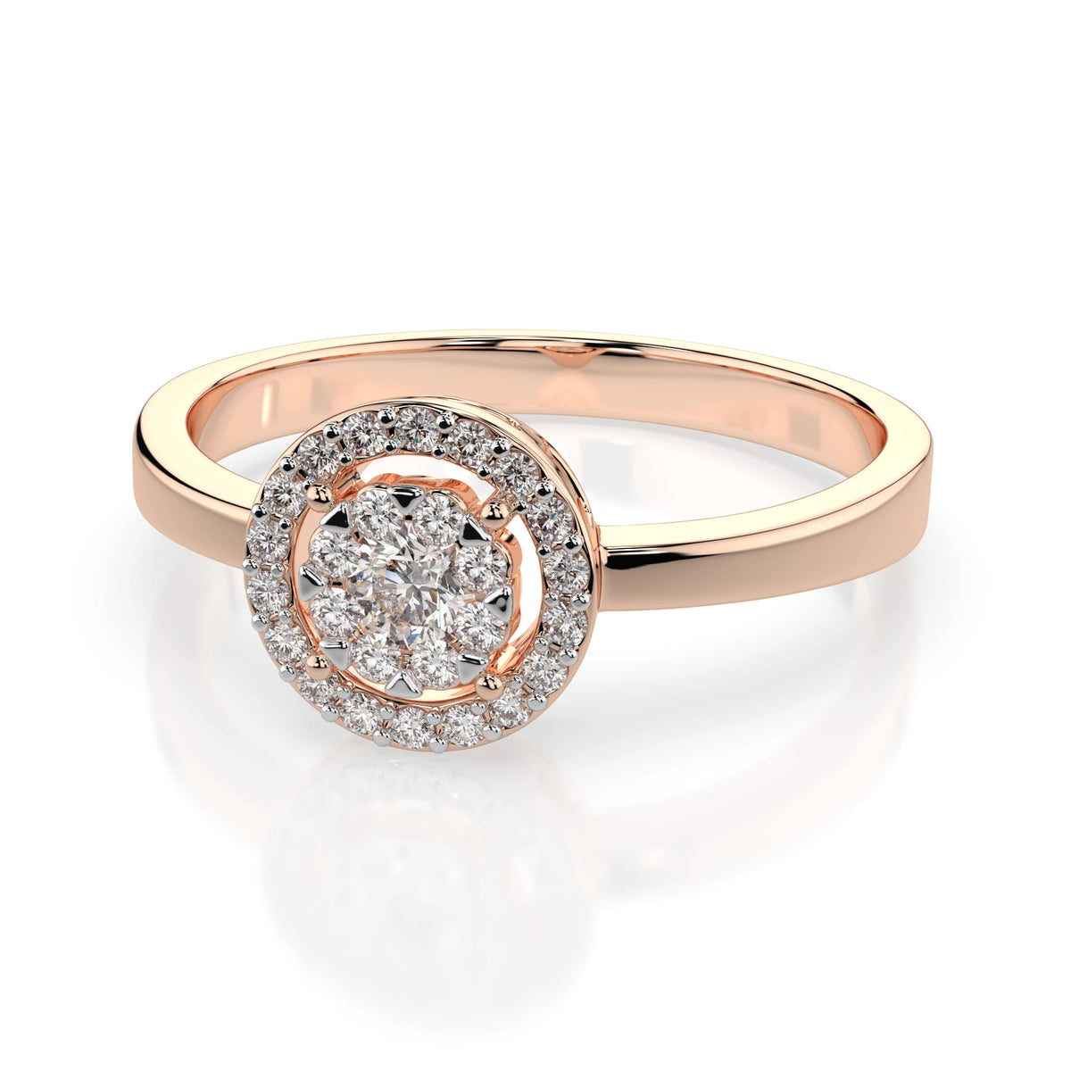 Inel din Aur cu Diamante, Forma Rotund Briliant, 0,14 CT
