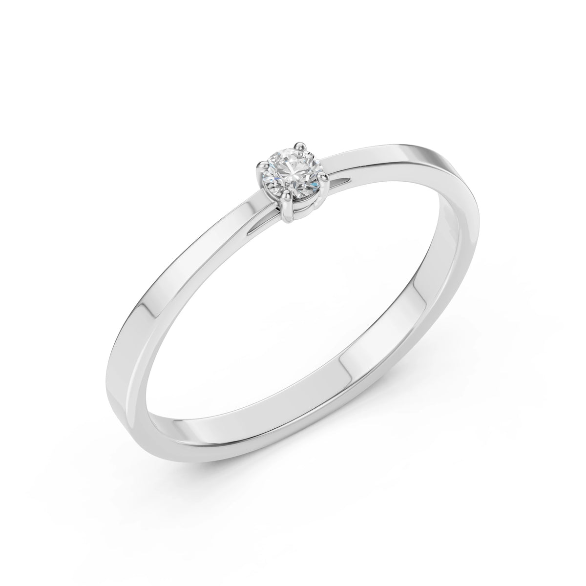 Inel de Logodnă Solitaire din Aur, Diamant Rotund Briliant 0,06 CT