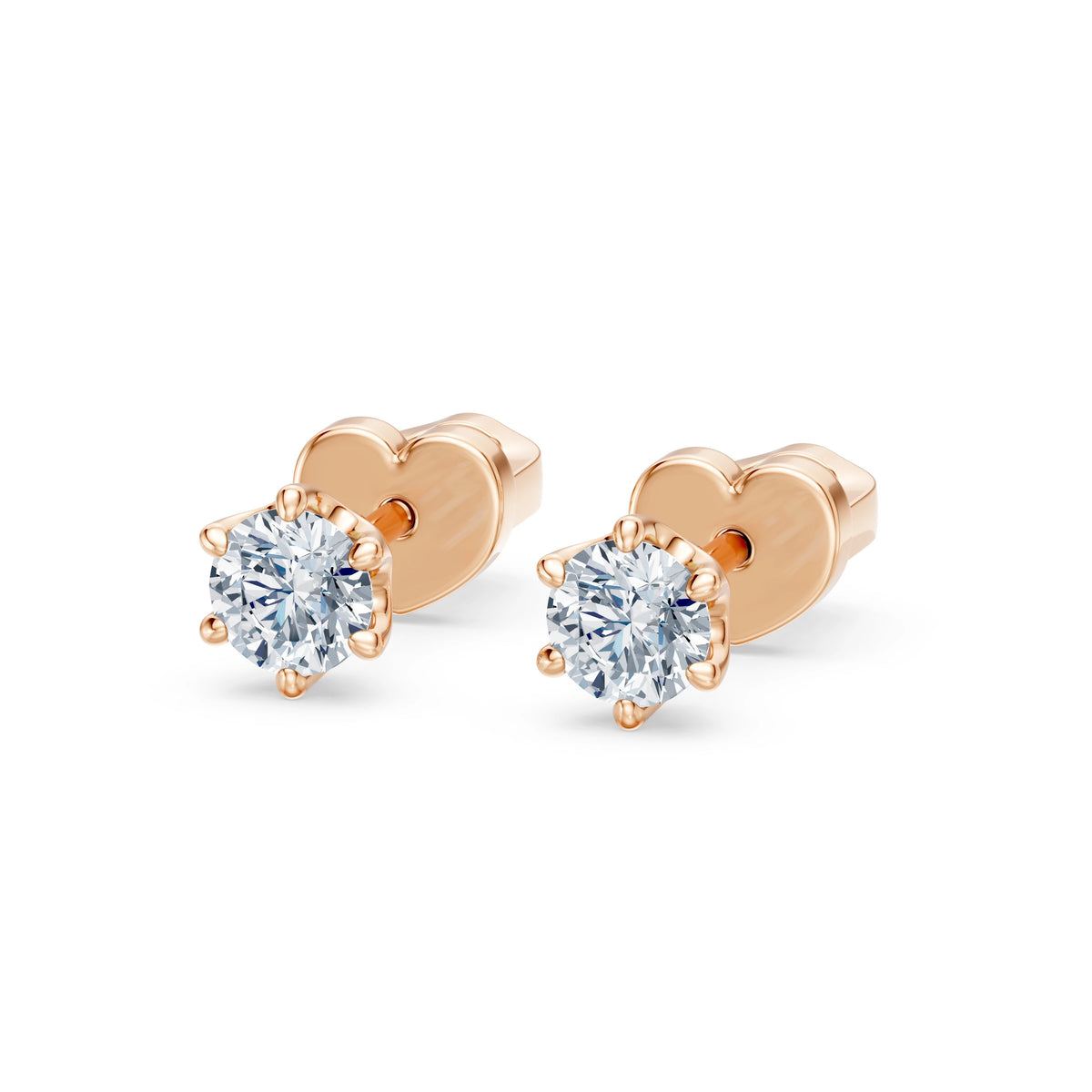 Cercei din Aur cu Diamante, Forma Rotund Briliant, 0,60 CT