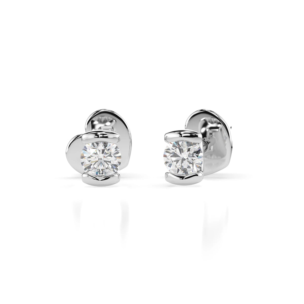 Cercei din Aur cu Diamante, Forma Rotund Briliant, 0,12 CT