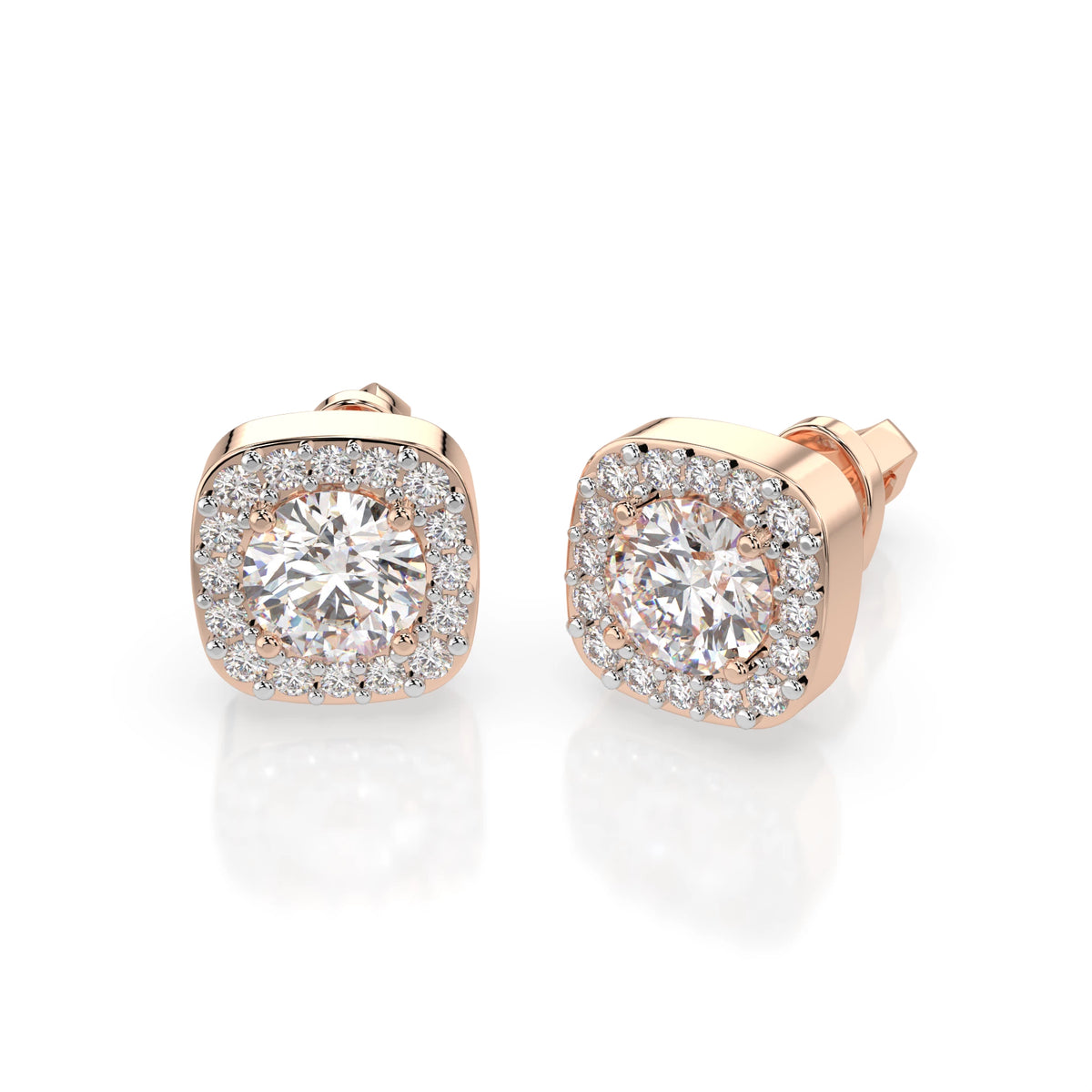 Cercei din Aur cu Diamante, Forma Rotund Briliant, 0,78 CT