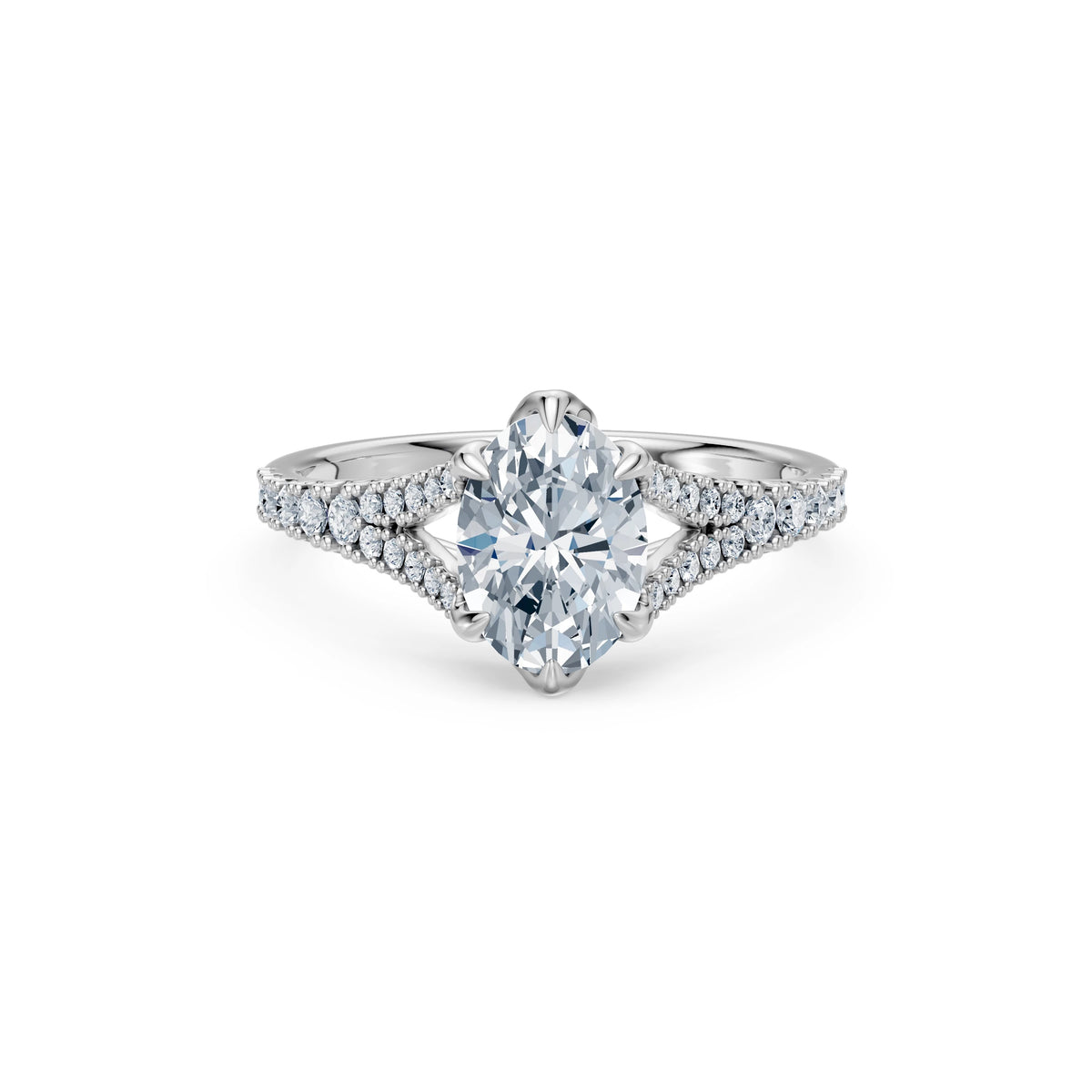 Inel de Logodnă din Aur cu Diamant Central Oval și Diamante Laterale 1,81 CT