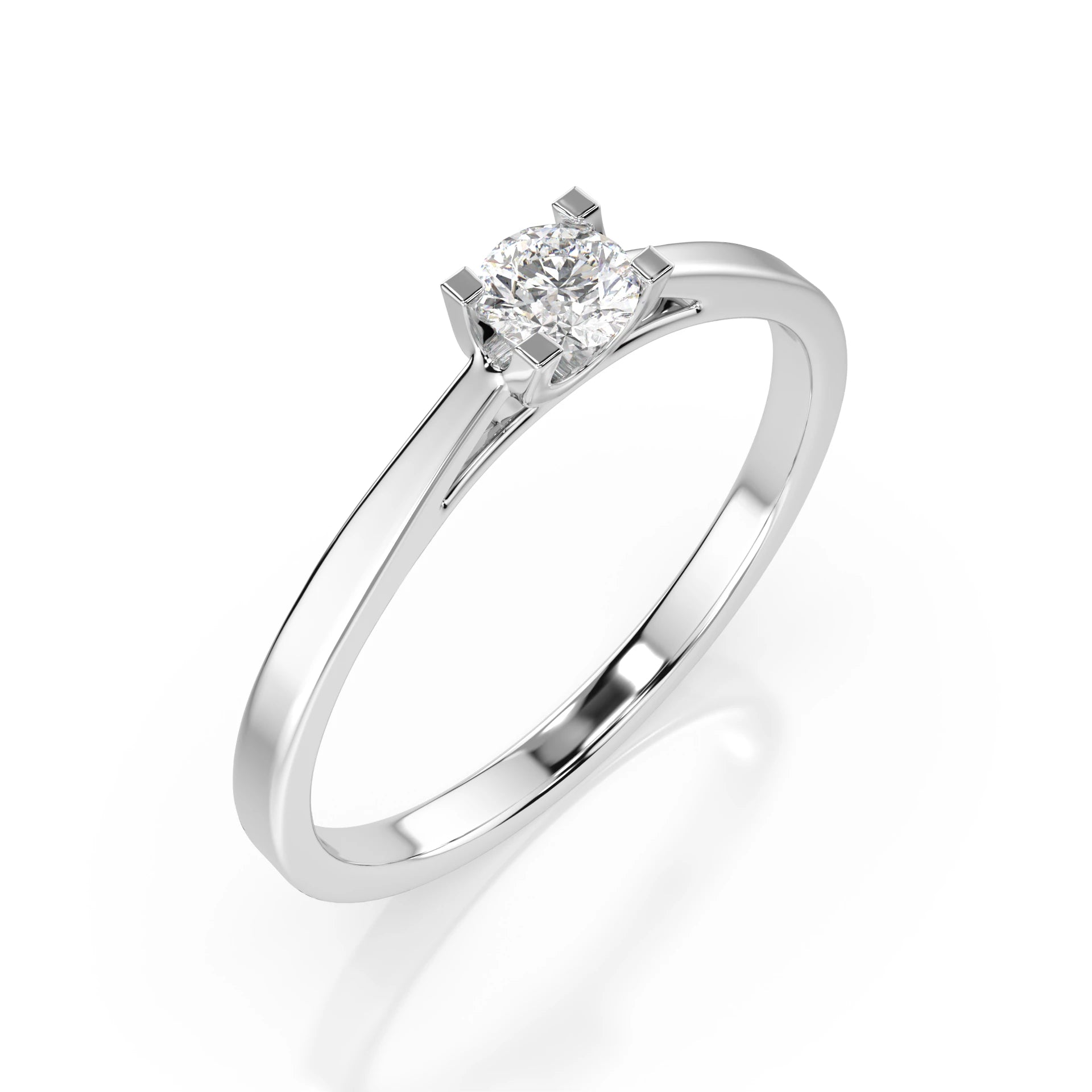 Inel de Logodnă Solitaire din Aur, Diamant Rotund Briliant 0.15 CT
