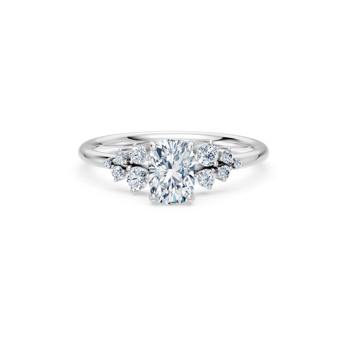 Inel de Logodnă din Aur cu Diamant Central Cushion și Diamante Laterale 1,25 CT